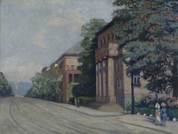 Torhaus Am Wilhelmshoher Platz In Kassel Mit Blick Auf Den Herkules Oil Painting by Paul Scheffer