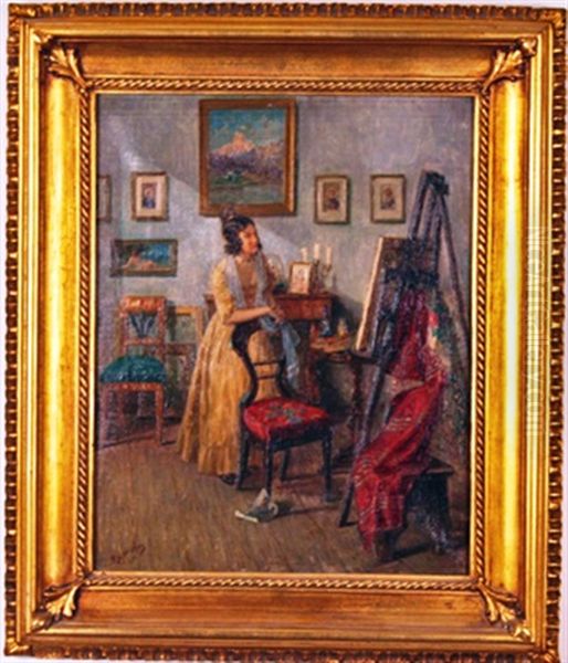 Im Atelier Oil Painting by Robert Scheffer