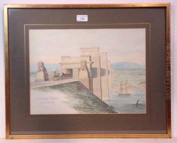 Britannia Bridge Anglesey Entrance Showing Oil Painting by John Cooke Bourne