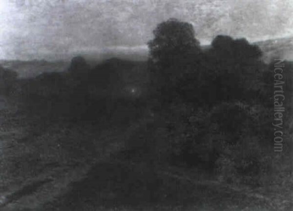 Landschaft Mit Bauerngehoft Bei Nacht Oil Painting by Robert Scheffer