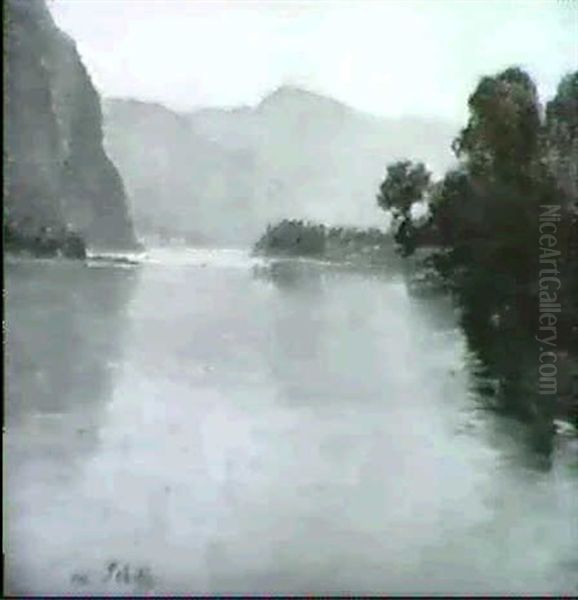 Der Mondsee Oil Painting by Robert Scheffer