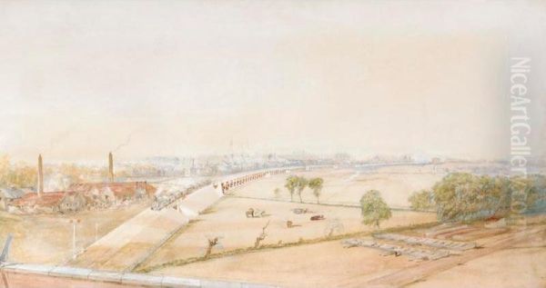 A Railway At Bristol Oil Painting by John Cooke Bourne