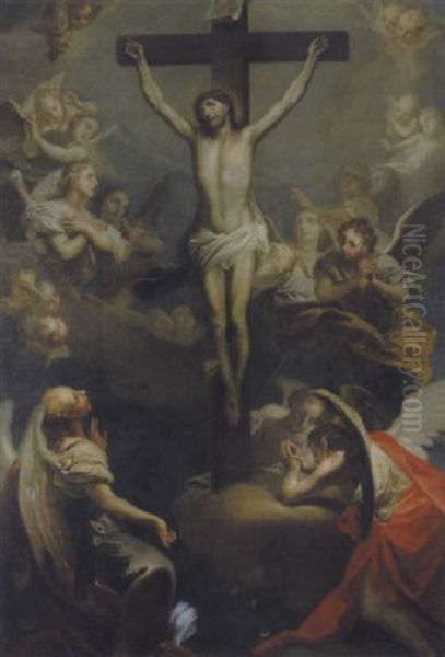 Der Gekreuzigte Christus In Einer Engelsglorie Oil Painting by Christoph Thomas Scheffler