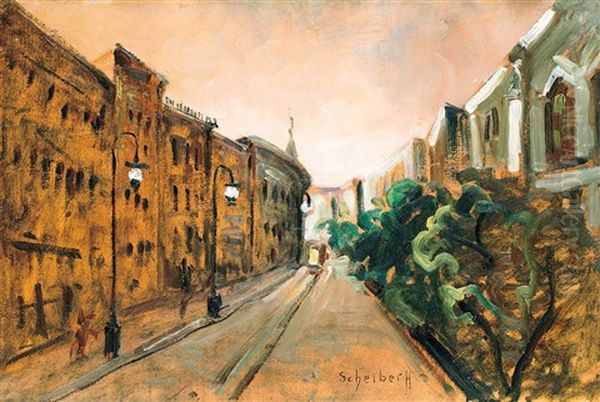 Street View Oil Painting by Hugo Scheiber