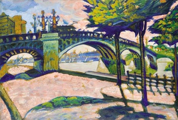 Margaret Bridge Oil Painting by Hugo Scheiber