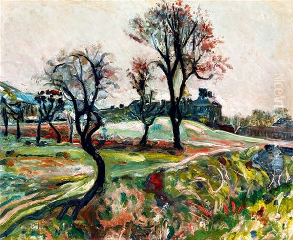 Park With Trees Oil Painting by Hugo Scheiber