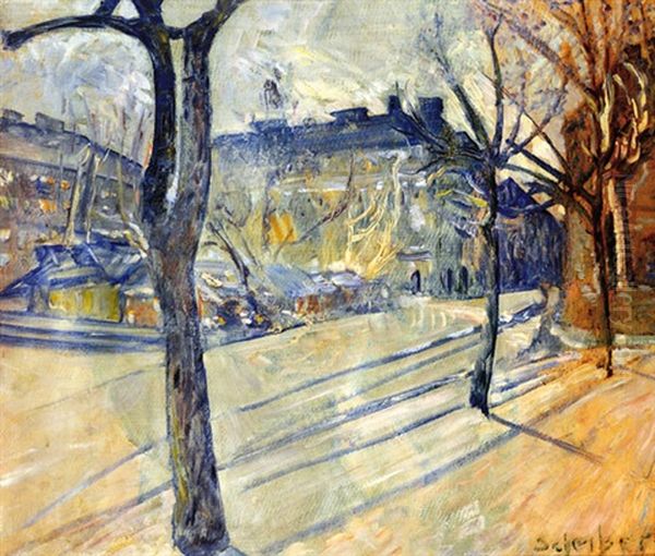 Klauzal Square Oil Painting by Hugo Scheiber