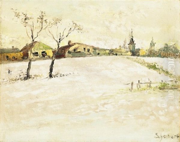 Teli Taj (winter Landscape) Oil Painting by Hugo Scheiber