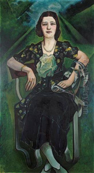 Portrait Of Sitting Lady Oil Painting by Hugo Scheiber