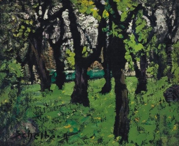 Park (city Park) Oil Painting by Hugo Scheiber