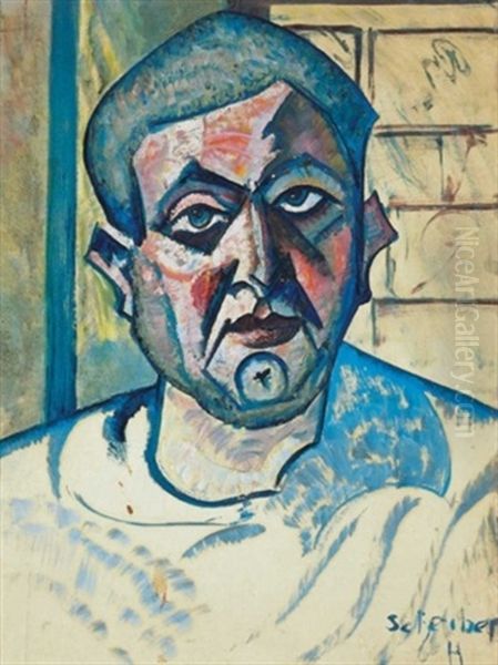 Onarckep (self-portrait) Oil Painting by Hugo Scheiber