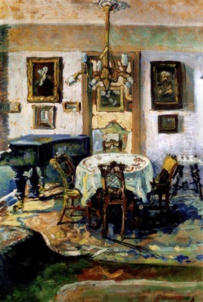 A Muvesz Otthona (the Artist's Home) Oil Painting by Hugo Scheiber