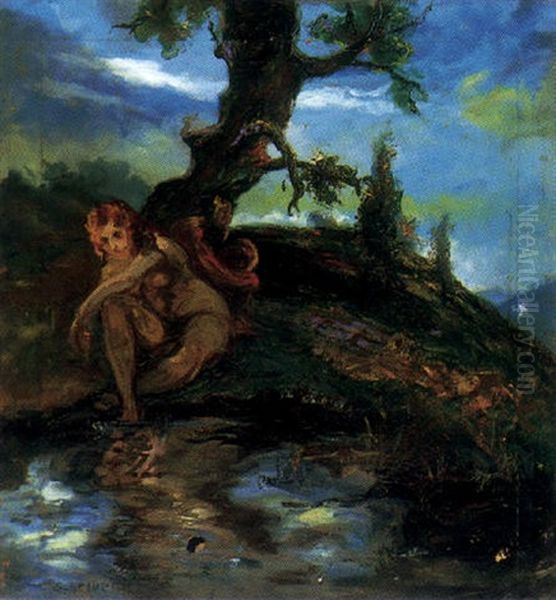 Nimfa Es Faun Oil Painting by Hugo Scheiber