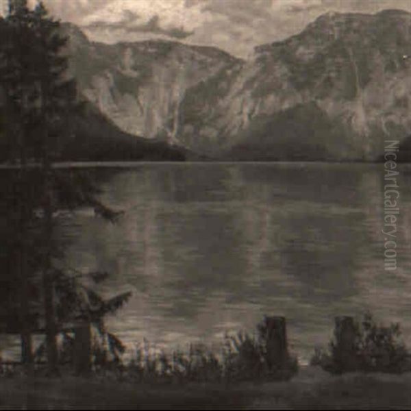 Hallstattersee Oil Painting by Lore Scheid