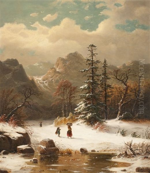 Winterlandschaft Oil Painting by Carl Ludwig Scheins