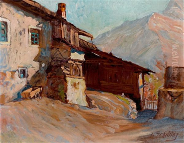 Partie Aus Grims, Oberinntal Oil Painting by Leopold Scheiring