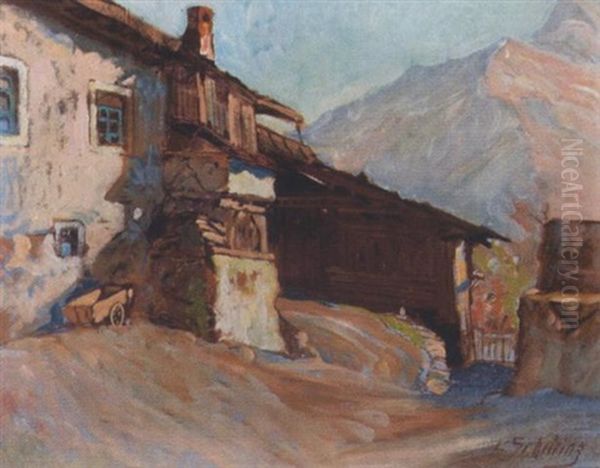 Partie Aus Grims, Oberinntal Oil Painting by Leopold Scheiring