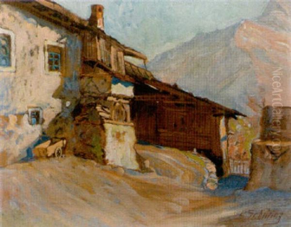 Partie Aus Grims, Oberinntal Oil Painting by Leopold Scheiring