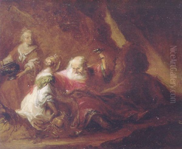 Lot And His Daughters, Sodom And Gomorrah Beyond Oil Painting by Matthias Scheits