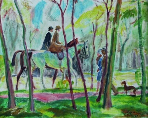 Reiter Im Bois De Bologne Oil Painting by Karl Scheld