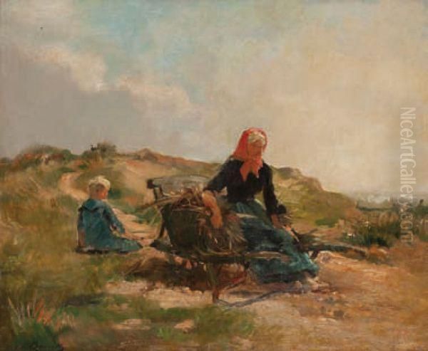 Mere Et Enfant Oil Painting by Auguste Bourotte