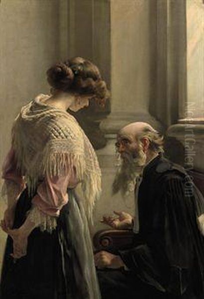 Le Consultation Oil Painting by Auguste Bourotte