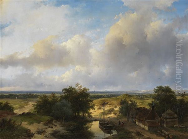 Hollandische Landschaft Mit Blick Auf Haarlem Oil Painting by Andreas Schelfhout