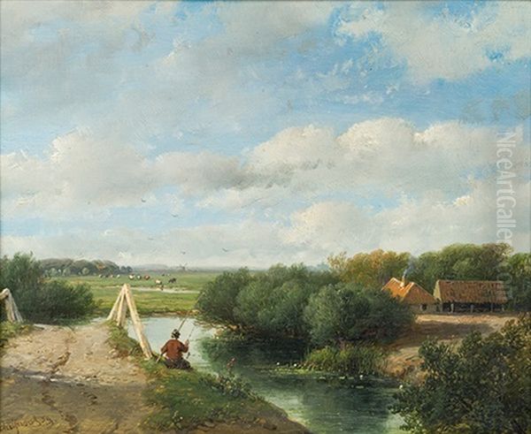 Landsschaft-idylle Oil Painting by Andreas Schelfhout