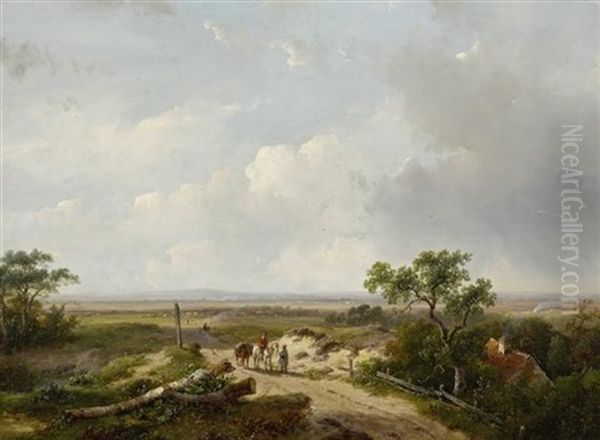 Landschaft Mit Reisenden Oil Painting by Andreas Schelfhout