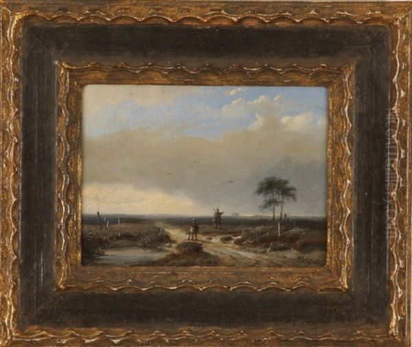 Expansive Landscape With Figures Oil Painting by Andreas Schelfhout