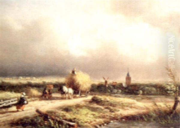 Harvest Time Oil Painting by Andreas Schelfhout