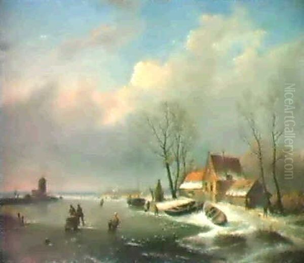 Winterfreuden Oil Painting by Andreas Schelfhout