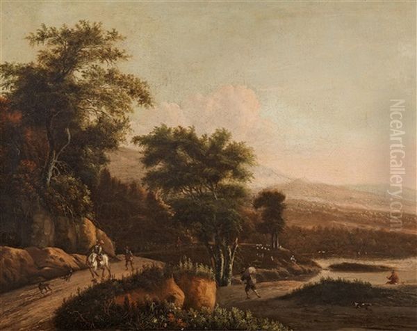 Bewaldete Landschaft Mit Reisenden Oil Painting by Willem Schellinks