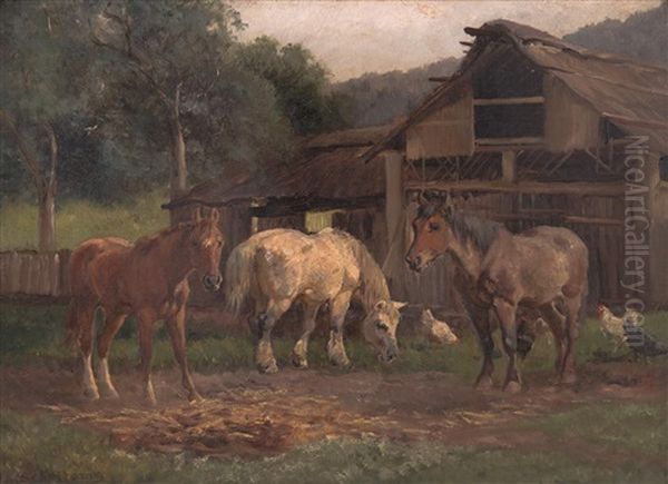 At The Stable Doors Oil Painting by Jan Hendrik Scheltema