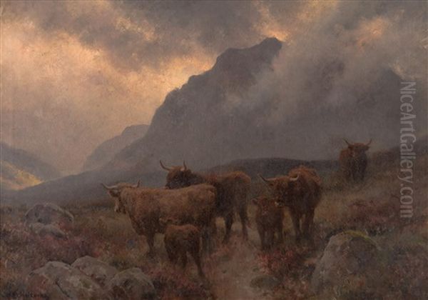 Highland Cattle Oil Painting by Jan Hendrik Scheltema