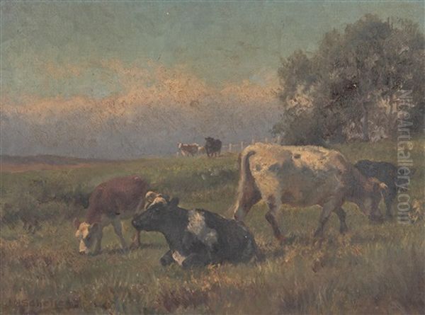 Resting Cattle Oil Painting by Jan Hendrik Scheltema