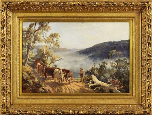 Driving The Bullock Team Along A Mountain Road Oil Painting by Jan Hendrik Scheltema