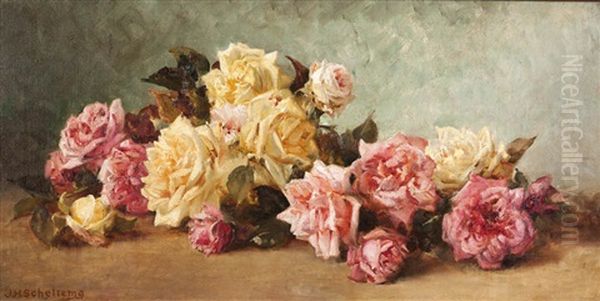 Roses Oil Painting by Jan Hendrik Scheltema