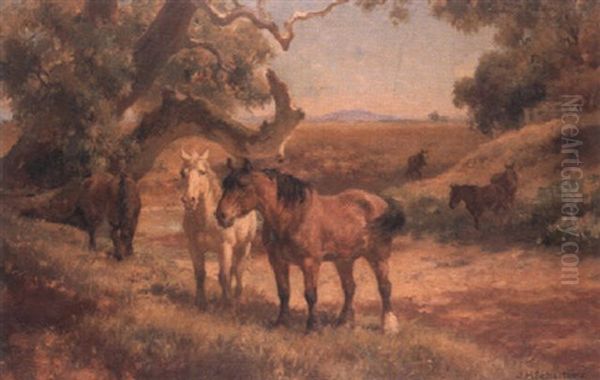 Horses Grazing by Jan Hendrik Scheltema