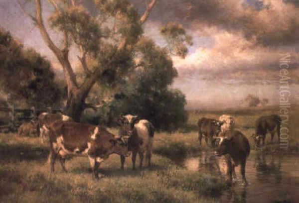 Summer Pasture Oil Painting by Jan Hendrik Scheltema