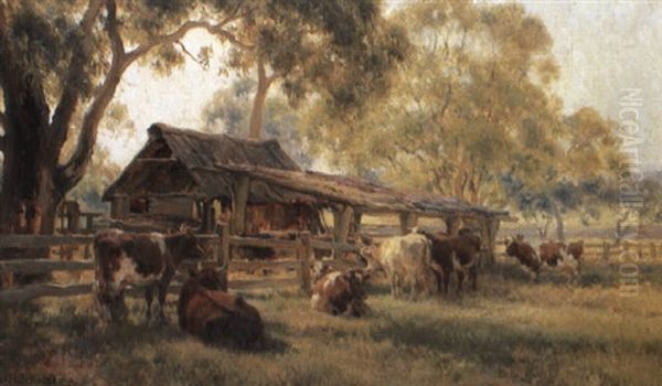 Cows, Early Morning Oil Painting by Jan Hendrik Scheltema