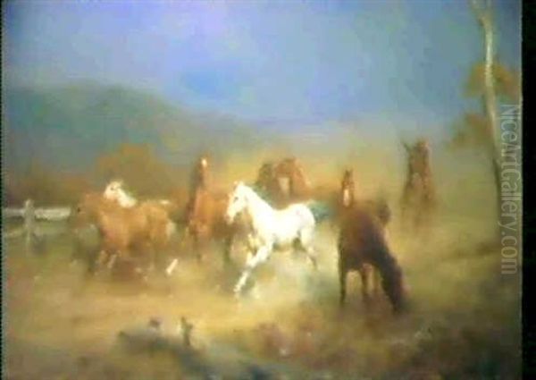 Tailing The Horses Oil Painting by Jan Hendrik Scheltema