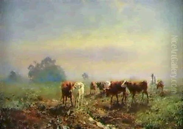 Droving, Early Morning Oil Painting by Jan Hendrik Scheltema