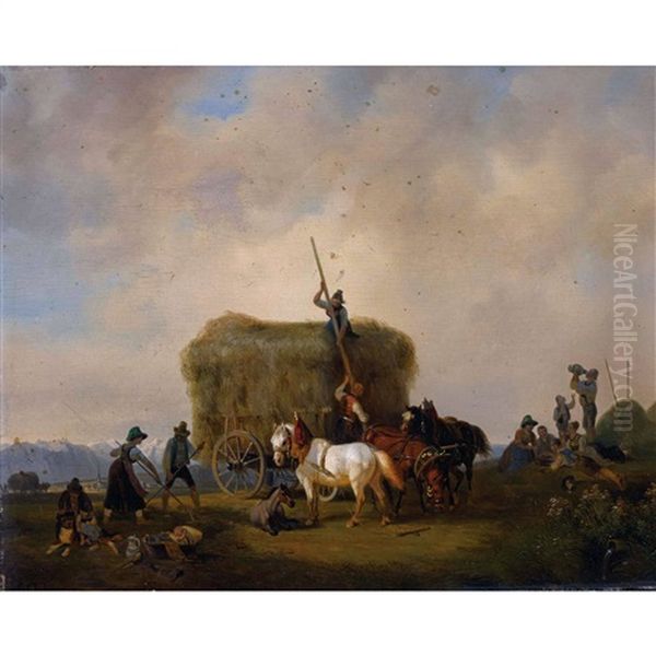 Die Heuernte Oil Painting by August Franz Schelver