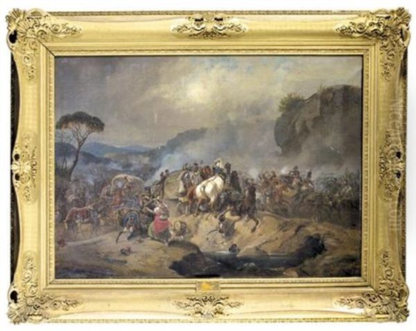 Attack Of The Cavalry Of The Royal German Legion In Spain (attacke Der Kavallerie Der Koniglich Deutschen Legion In Spanien) Oil Painting by August Franz Schelver