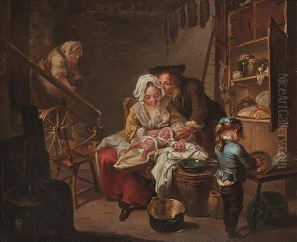 Famille Dans Un Interieur Oil Painting by Johann Eleazar Schenau