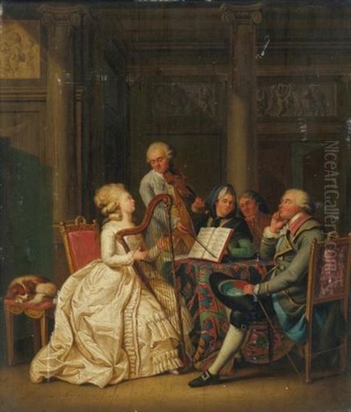 A Music Lesson Oil Painting by Johann Eleazar Schenau