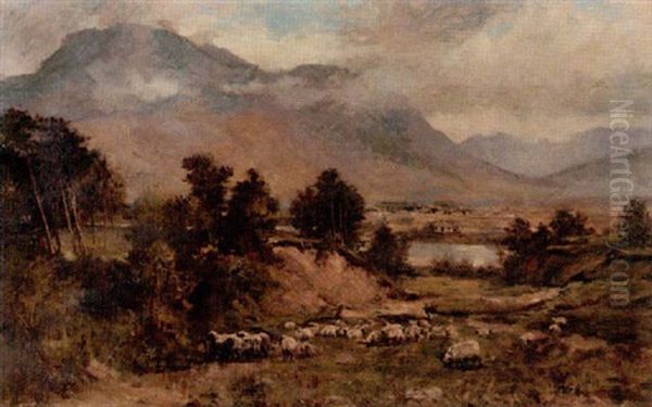 Landskap Med Far Oil Painting by August Friedrich Albrecht Schenck