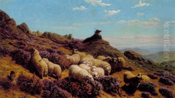 Landskab Med En Lille Hyrdedreng Oil Painting by August Friedrich Albrecht Schenck