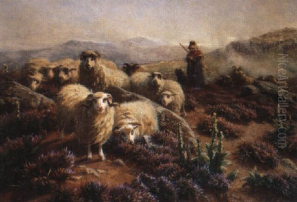 Les Merinos Dans La Montagne by August Friedrich Albrecht Schenck